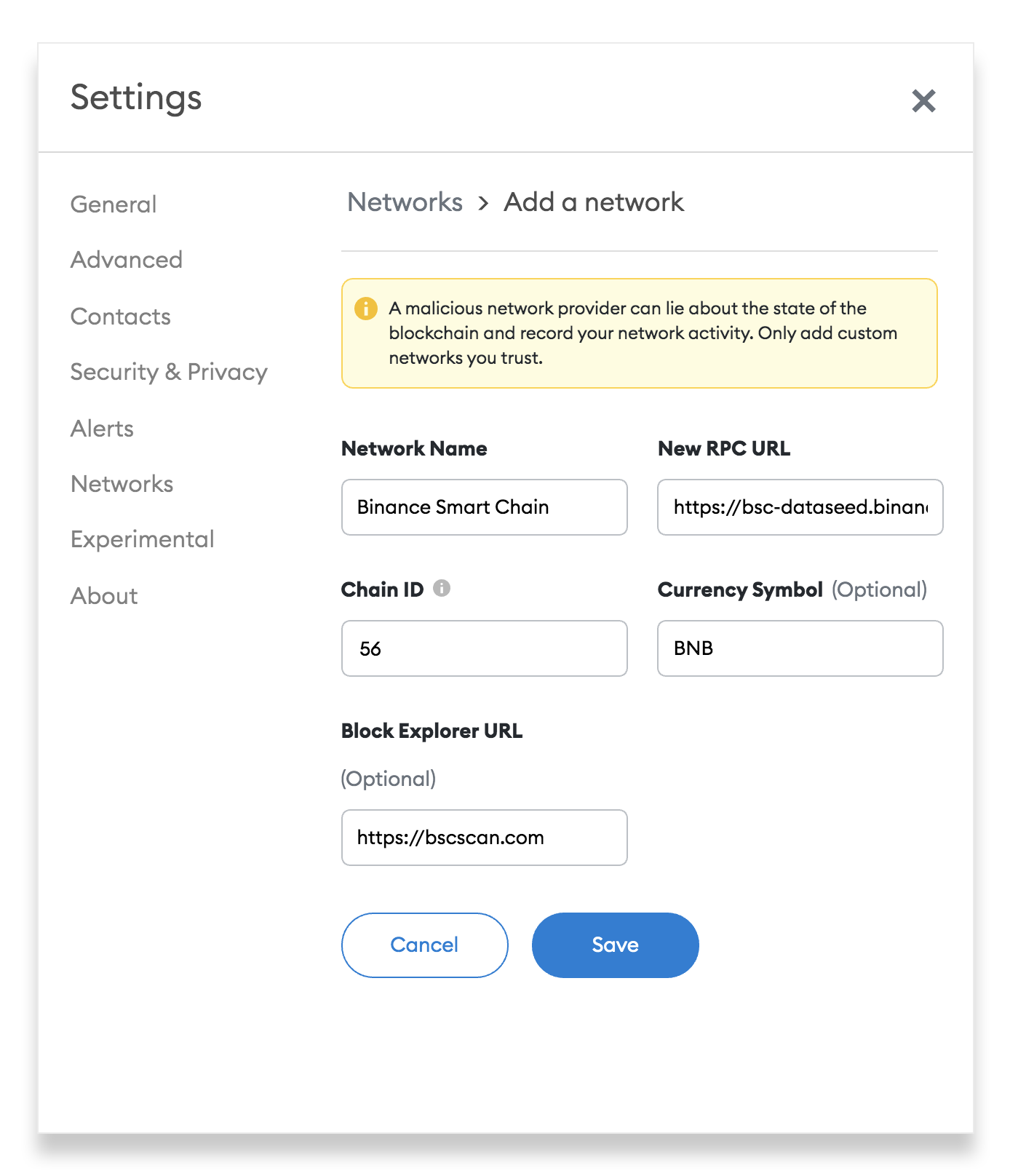 Connect MetaMask to BSC